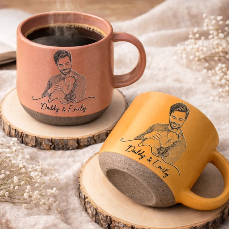 Custom Photo Printed Pottery Mug - Personalized Father's Day, Baby Shower, Gender Reveal Gifts For New Moms, New Dads, New Parents - Tiny Hands, Biggest Love