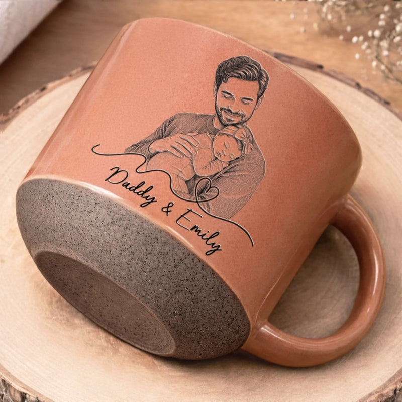 Custom Photo Printed Pottery Mug - Personalized Father's Day, Baby Shower, Gender Reveal Gifts For New Moms, New Dads, New Parents - Tiny Hands, Biggest Love