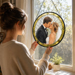 Custom Photo Stained Glass Window Hanging Suncatcher - Personalized Anniversary Wedding Gifts For Husband And Wife, Him And Her - Endless Love