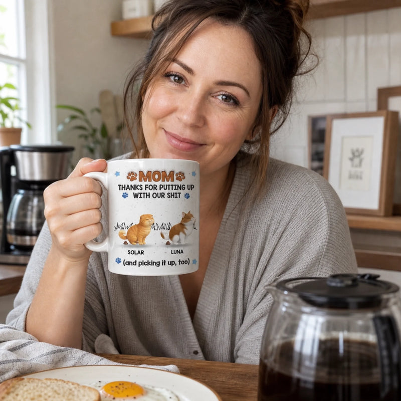 Custom 3D Inflated Effect Printed Mug - Personalized Father's Day Birthday Gifts For Dog Cat Lovers, Dog Dad And Mom, Cat Owners - Purr More, Stress Less