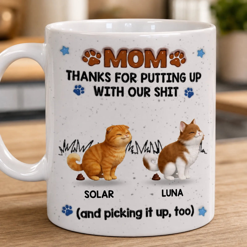 Custom 3D Inflated Effect Printed Mug - Personalized Father's Day Birthday Gifts For Dog Cat Lovers, Dog Dad And Mom, Cat Owners - Purr More, Stress Less