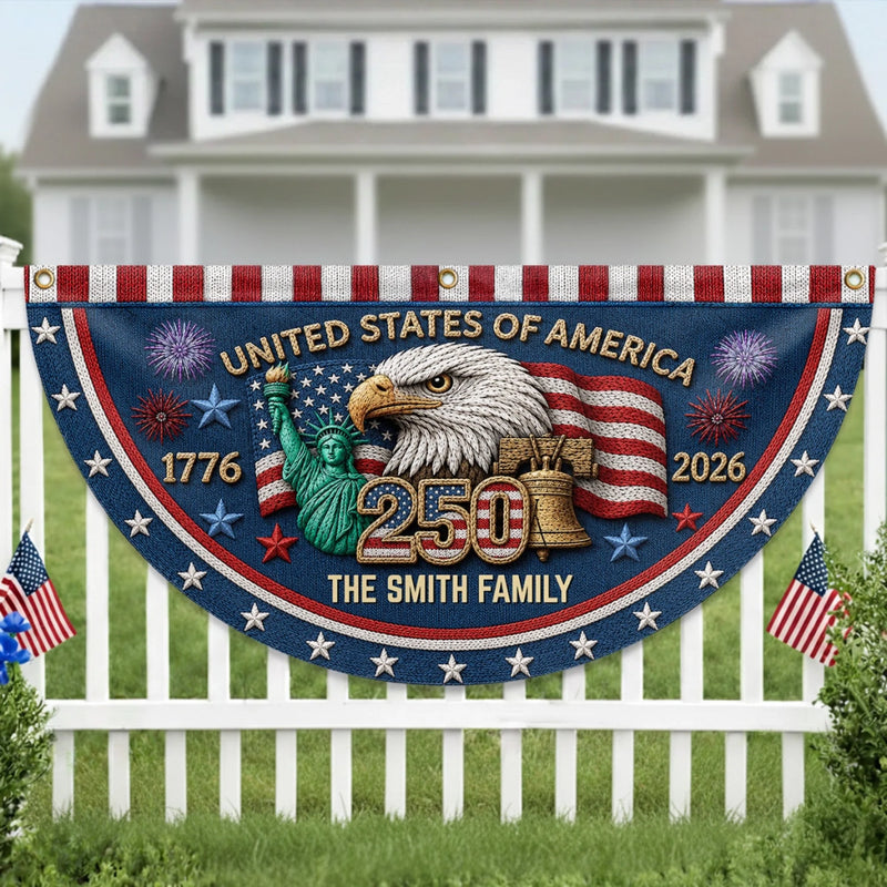 Custom Non-Pleated Fan Flag -  Personalized America 250th Anniversary Gifts For Mom, Dad, Brother, Sister, Kids - Born To Celebrate Freedom