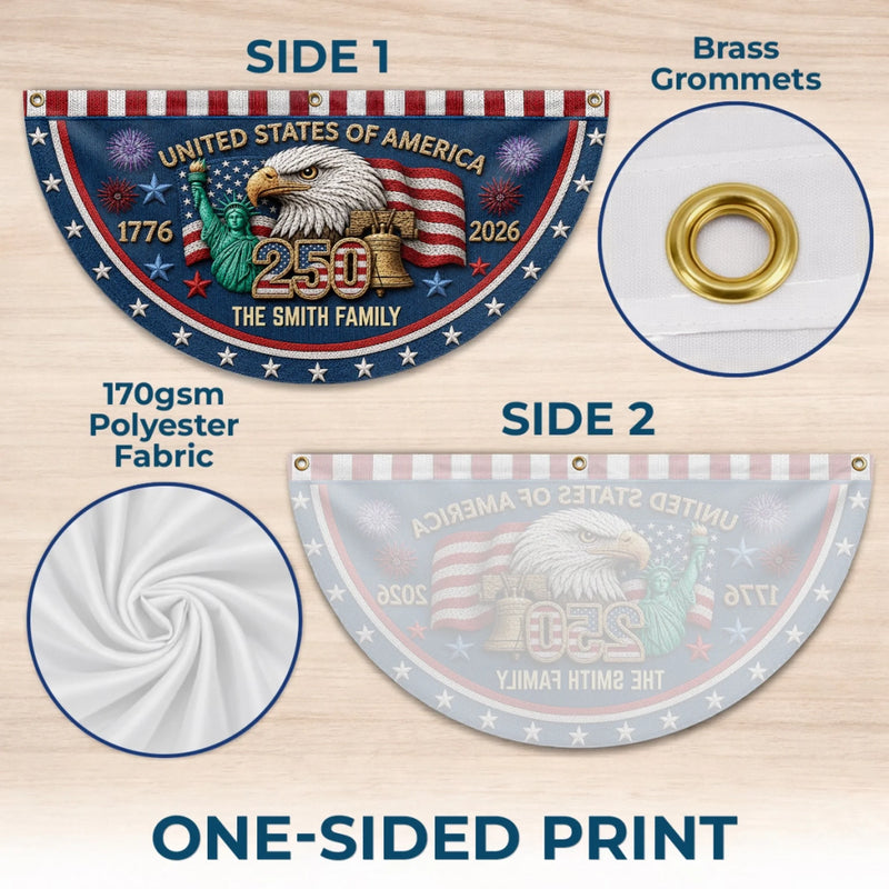Custom Non-Pleated Fan Flag -  Personalized America 250th Anniversary Gifts For Mom, Dad, Brother, Sister, Kids - Born To Celebrate Freedom