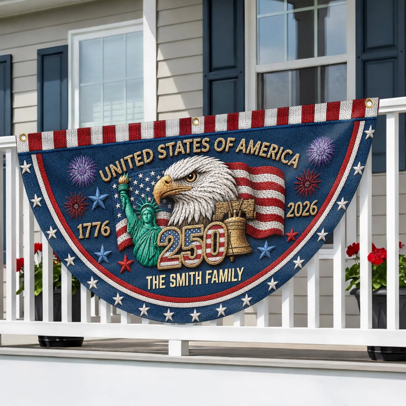 Custom Non-Pleated Fan Flag -  Personalized America 250th Anniversary Gifts For Mom, Dad, Brother, Sister, Kids - Born To Celebrate Freedom