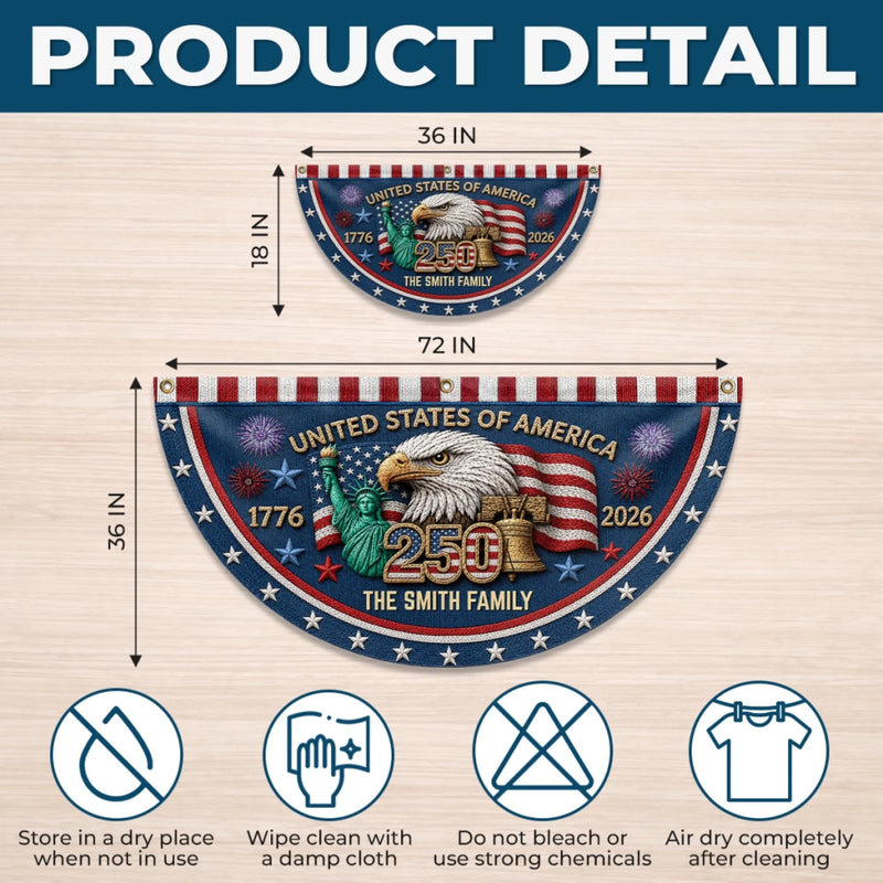 Custom Non-Pleated Fan Flag -  Personalized America 250th Anniversary Gifts For Mom, Dad, Brother, Sister, Kids - Born To Celebrate Freedom