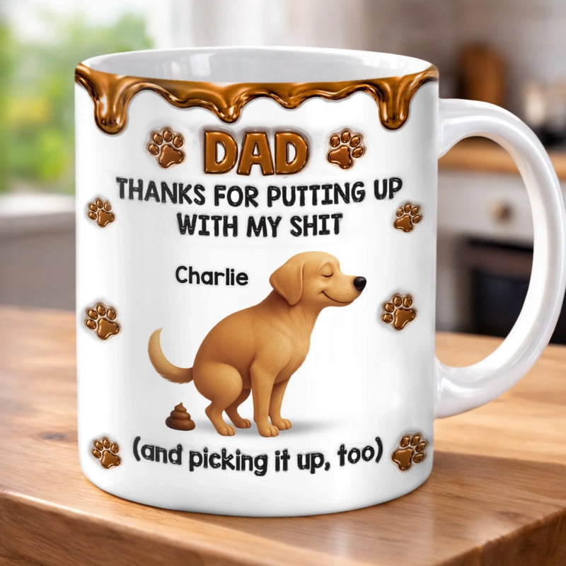 Custom 3D Inflated Effect Printed Mug - Personalized Father's Day Gifts For Dog Lovers, Dog Dad And Mom - You're The Best Servant
