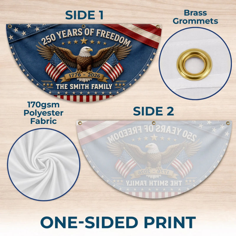 Custom Non-Pleated Fan Flag -  Personalized America 250th Anniversary Gifts For Mom, Dad, Brother, Sister, Kids - United By Liberty