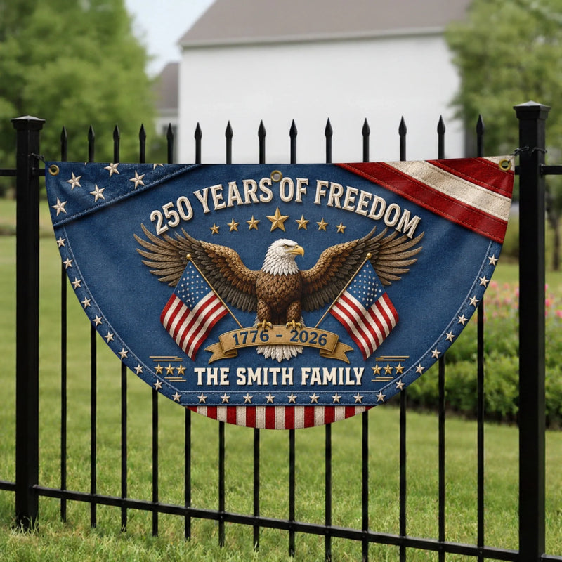 Custom Non-Pleated Fan Flag -  Personalized America 250th Anniversary Gifts For Mom, Dad, Brother, Sister, Kids - United By Liberty