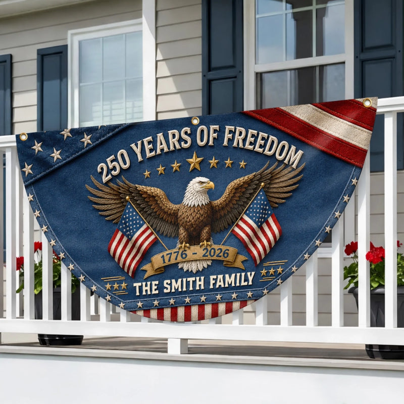 Custom Non-Pleated Fan Flag -  Personalized America 250th Anniversary Gifts For Mom, Dad, Brother, Sister, Kids - United By Liberty