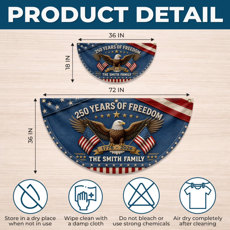 Custom Non-Pleated Fan Flag -  Personalized America 250th Anniversary Gifts For Mom, Dad, Brother, Sister, Kids - United By Liberty
