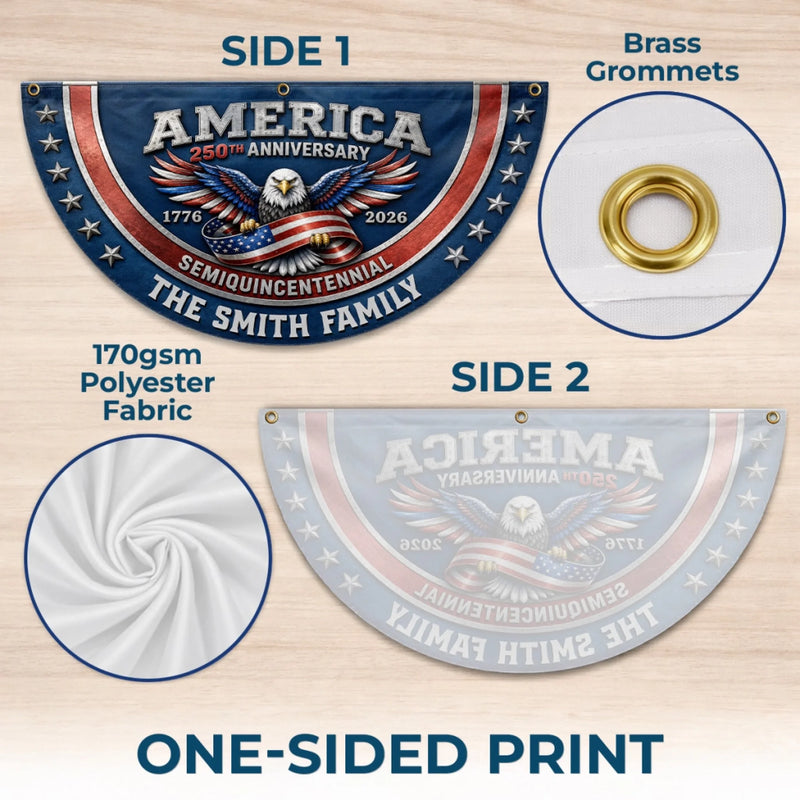 Custom Non-Pleated Fan Flag -  Personalized America 250th Anniversary Gifts For Mom, Dad, Brother, Sister, Kids - Land Of Freedom And Love