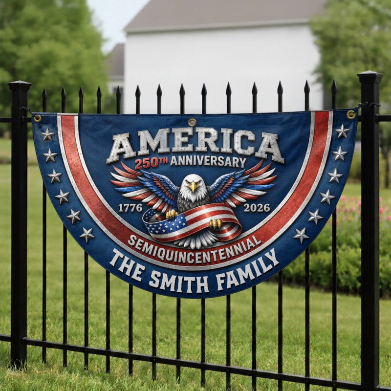Custom Non-Pleated Fan Flag -  Personalized America 250th Anniversary Gifts For Mom, Dad, Brother, Sister, Kids - Land Of Freedom And Love