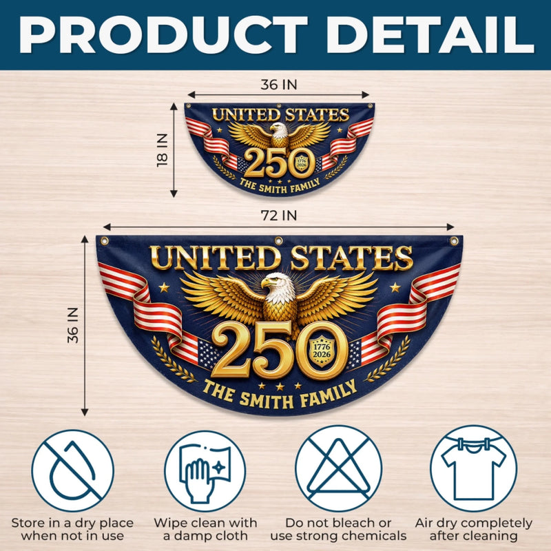 Custom Non-Pleated Fan Flag -  Personalized America 250th Anniversary Gifts For Mom, Dad, Brother, Sister, Kids - Proud Loud American