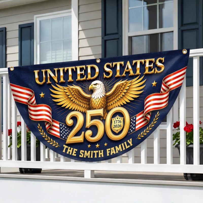 Custom Non-Pleated Fan Flag -  Personalized America 250th Anniversary Gifts For Mom, Dad, Brother, Sister, Kids - Proud Loud American