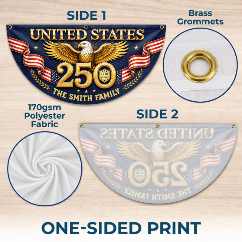Custom Non-Pleated Fan Flag -  Personalized America 250th Anniversary Gifts For Mom, Dad, Brother, Sister, Kids - Proud Loud American