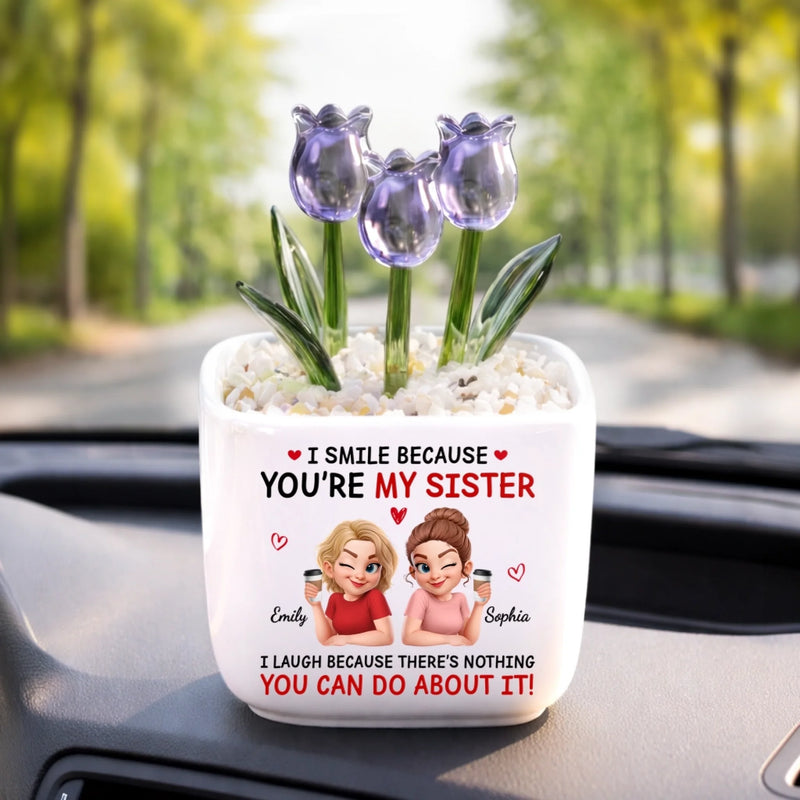 Custom Glass Everlasting Tulips - Personalized Best Friend Birthday Gifts For Women, Besties, Sisters, BFF - Stuck With Me Forever