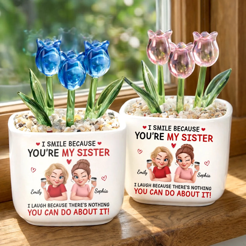 Custom Glass Everlasting Tulips - Personalized Best Friend Birthday Gifts For Women, Besties, Sisters, BFF - Stuck With Me Forever