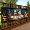 Custom Outdoor Banner - Personalized America 250th Anniversary Gifts For Mom, Dad, Brother, Sister, Kids - Land Of The Free, Home Of The Brave