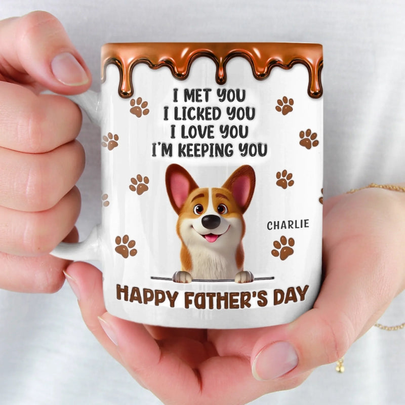 Custom 3D Inflated Effect Printed Mug - Personalized Father's Day Gifts For Dog Cat Lovers, Dog Dad And Mom, Cat Owners - Fueled By Puppy Love