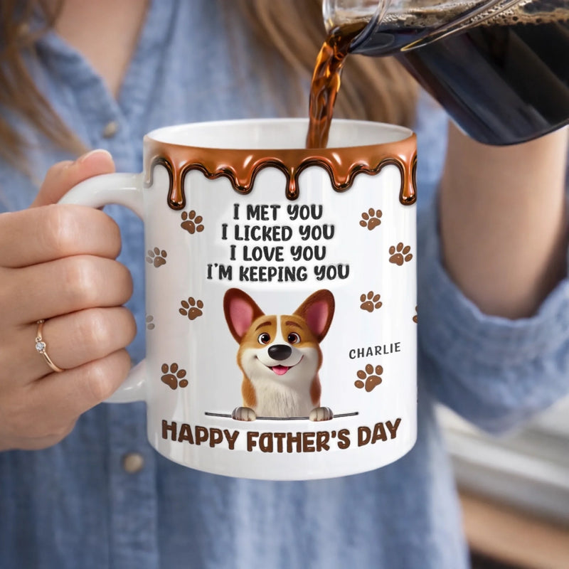 Custom 3D Inflated Effect Printed Mug - Personalized Father's Day Gifts For Dog Cat Lovers, Dog Dad And Mom, Cat Owners - Fueled By Puppy Love