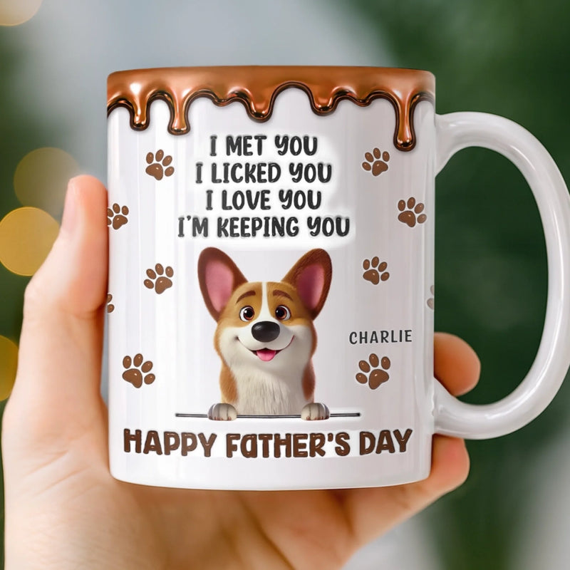 Custom 3D Inflated Effect Printed Mug - Personalized Father's Day Gifts For Dog Cat Lovers, Dog Dad And Mom, Cat Owners - Fueled By Puppy Love