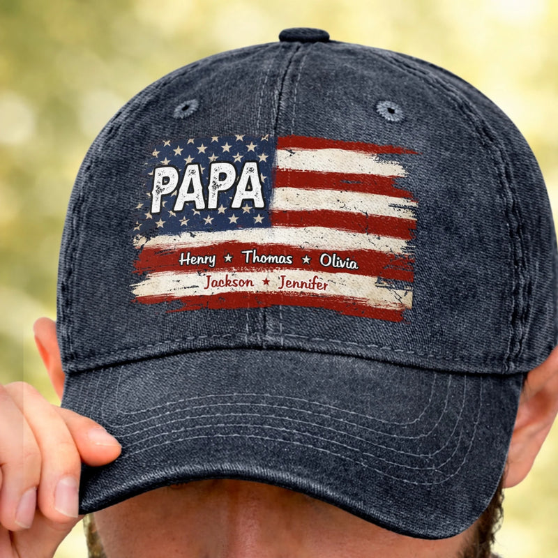 Custom Cap - Personalized Father's Day Birthday Gifts For Dad, Grandpa - Dad Is Always My Hero