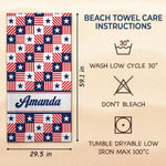 Custom Beach Towel - Personalized America 250th Anniversary, Summer Vacation And Travel Gifts For Best Friends, Family - Summer Vibes USA Edition