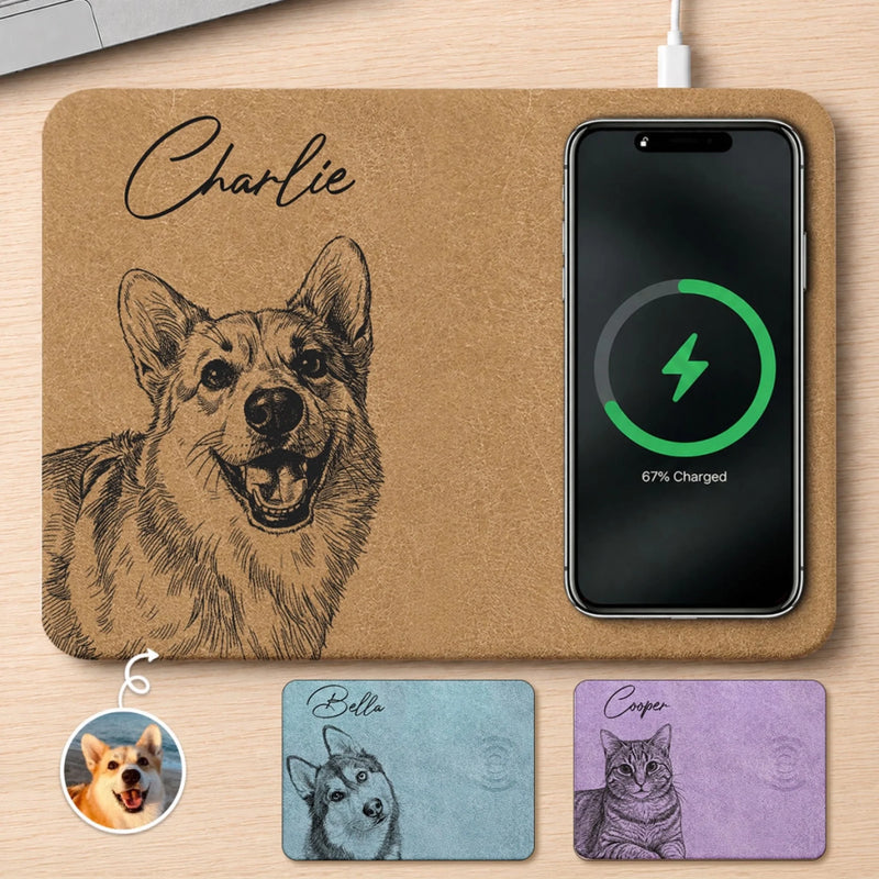 Custom Photo Charging Mat - Personalized Father's Day Birthday Gifts For Dog Cat Lovers, Dog Dad And Mom, Cat Owners - Pets Make A House Home