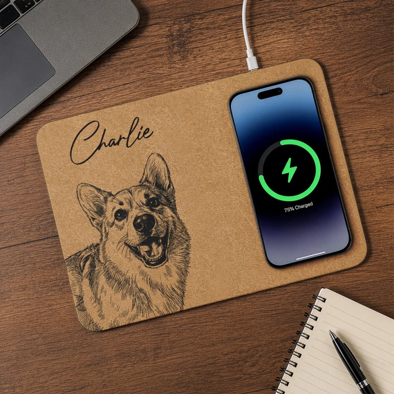 Custom Photo Charging Mat - Personalized Father's Day Birthday Gifts For Dog Cat Lovers, Dog Dad And Mom, Cat Owners - Pets Make A House Home