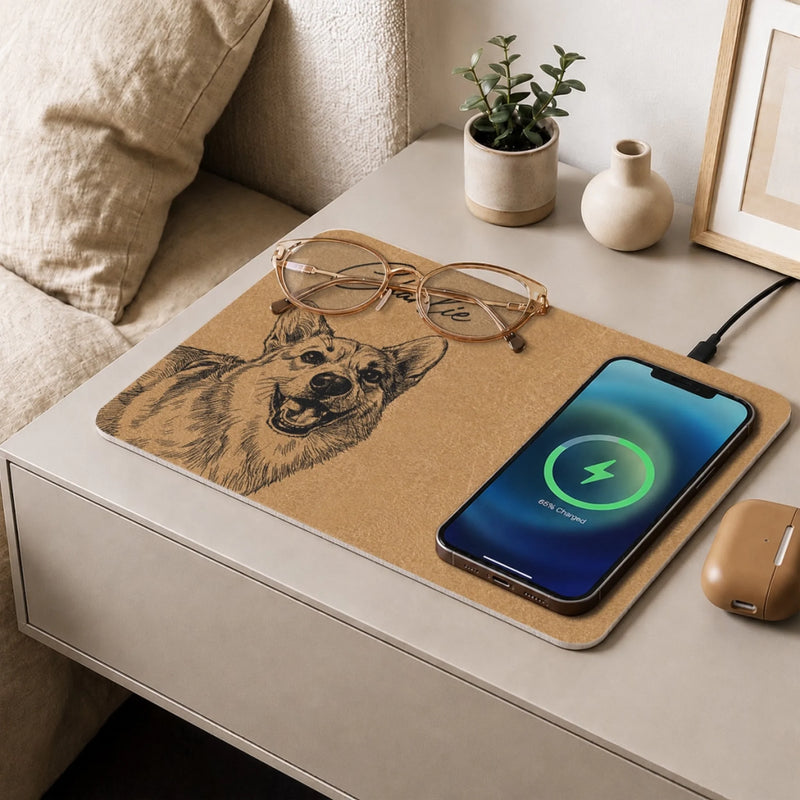 Custom Photo Charging Mat - Personalized Father's Day Birthday Gifts For Dog Cat Lovers, Dog Dad And Mom, Cat Owners - Pets Make A House Home