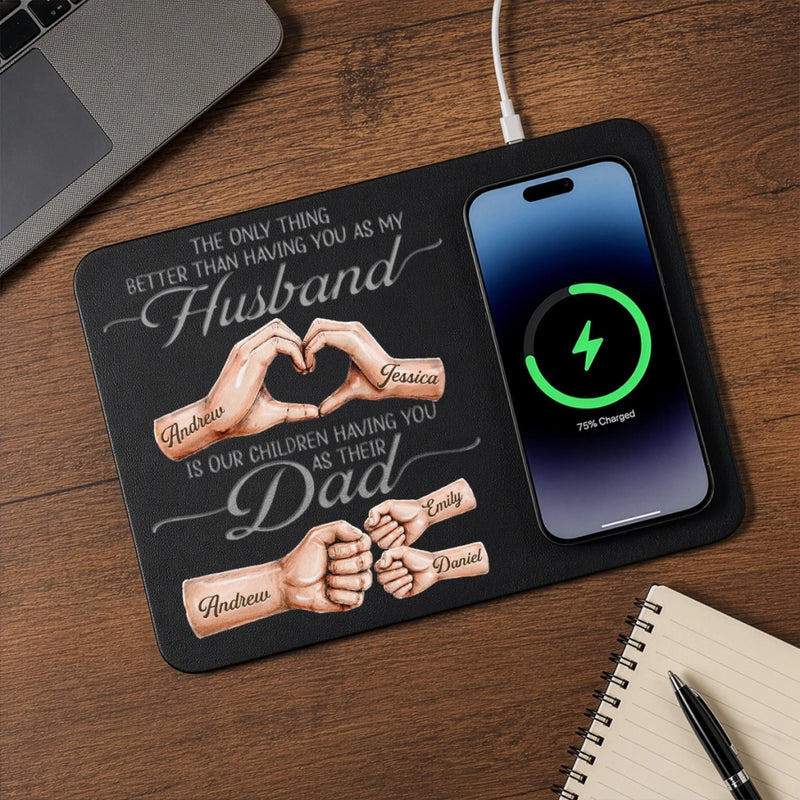 Custom Charging Mat - Personalized Father's Day Birthday Gifts For Dad, Grandpa - Family Creates Power