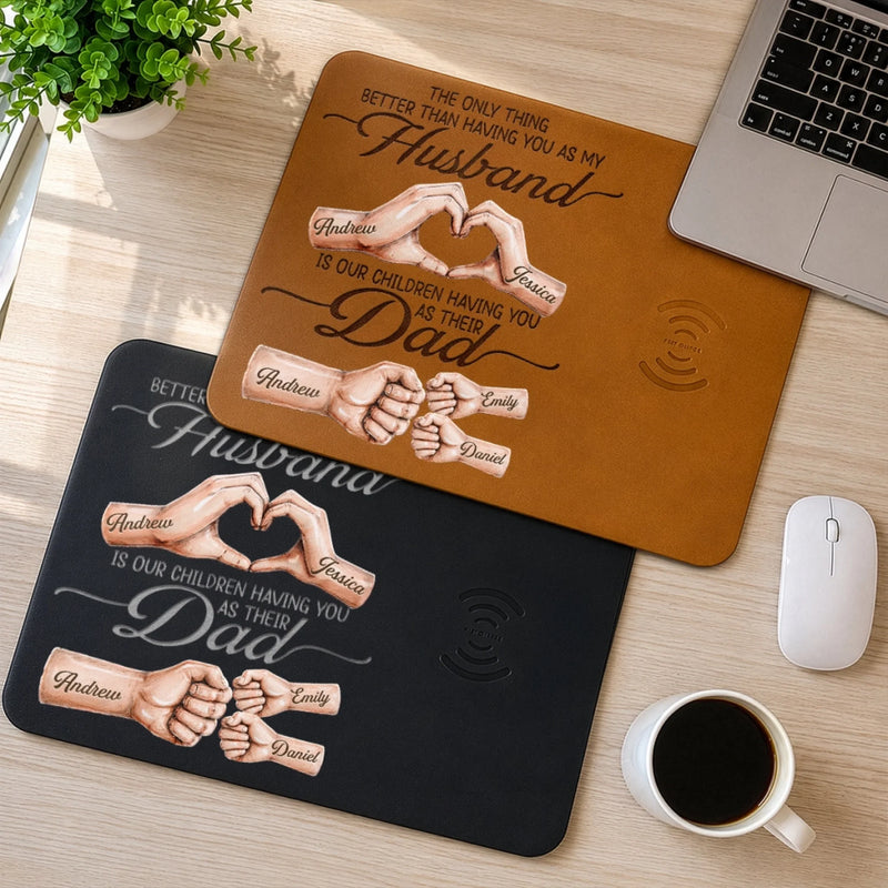 Custom Charging Mat - Personalized Father's Day Birthday Gifts For Dad, Grandpa - Family Creates Power