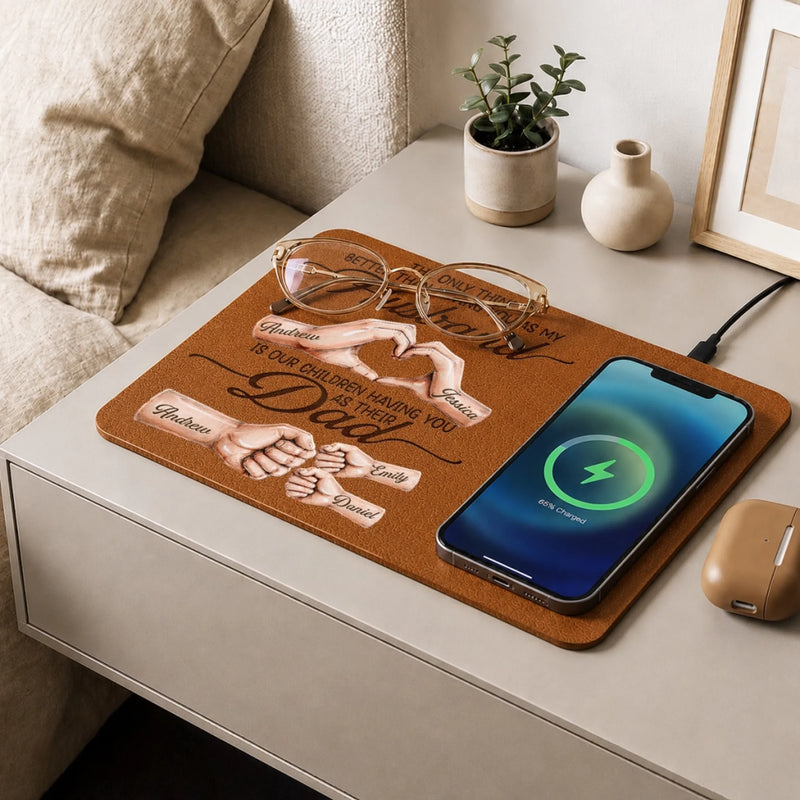Custom Charging Mat - Personalized Father's Day Birthday Gifts For Dad, Grandpa - Family Creates Power