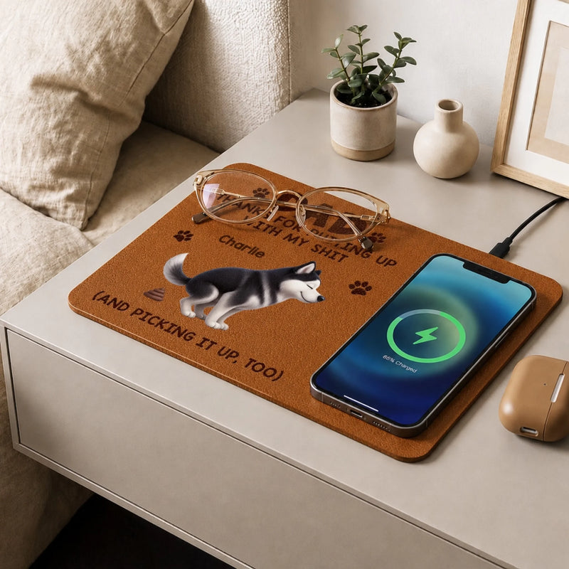 Custom Charging Mat - Personalized Father's Day Birthday Gifts For Dog Cat Lovers, Dog Dad And Mom, Cat Owners - Pet Hair Fully Charged