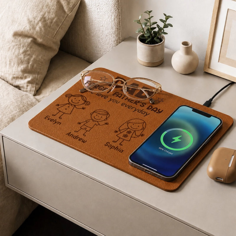 Custom Charging Mat - Personalized Father's Day Birthday Gifts For Dad, Grandpa - Forever Proud Of Dad