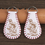 Custom Photo Baseball Leather Keychain - Personalized Father's Day Birthday Gifts For Dad, Grandpa, Baseball Lovers, Sports Fans, Sports Lovers - Baseball State Of Mind