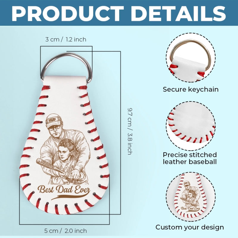 Custom Photo Baseball Leather Keychain - Personalized Father's Day Birthday Gifts For Dad, Grandpa, Baseball Lovers, Sports Fans, Sports Lovers - Baseball State Of Mind