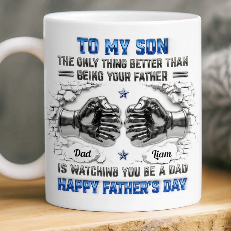 Custom 3D Inflated Effect Printed Mug - Personalized Father's Day Birthday Gifts For Son - Strong Roots Strong Bond
