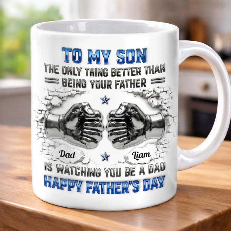 Custom 3D Inflated Effect Printed Mug - Personalized Father's Day Birthday Gifts For Son - Strong Roots Strong Bond