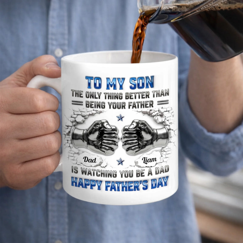 Custom 3D Inflated Effect Printed Mug - Personalized Father's Day Birthday Gifts For Son - Strong Roots Strong Bond
