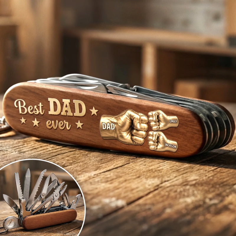 Custom 15-in-1 Pocket Multi Tool - Personalized Father's Day Birthday Gifts For Dad, Grandpa - Dad’s Survival Tool