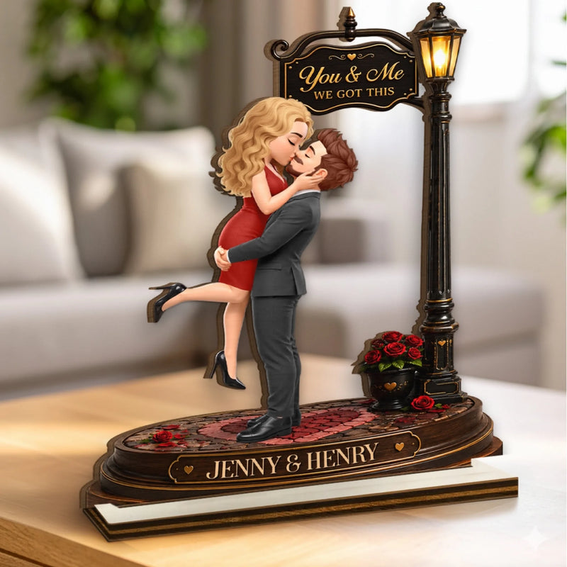 Custom 2-Layered Wooden Plaque - Personalized Anniversary Wedding Gifts For Husband And Wife, Him And Her - Holding You Close Forever