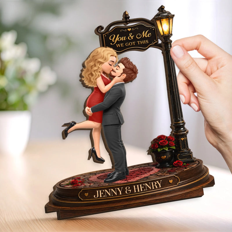 Custom 2-Layered Wooden Plaque - Personalized Anniversary Wedding Gifts For Husband And Wife, Him And Her - Holding You Close Forever