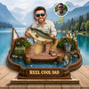 Custom Photo 2-Layered Wooden Plaque - Personalized Father's Day Fishing Gifts For Fisherman, Dad, Grandpa - Hooked On Family Time