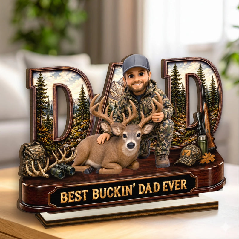 Custom Photo 2-Layered Wooden Plaque - Personalized Birthday Hunting Gifts For Hunters, Dad, Grandpa - Legends Walk The Woods