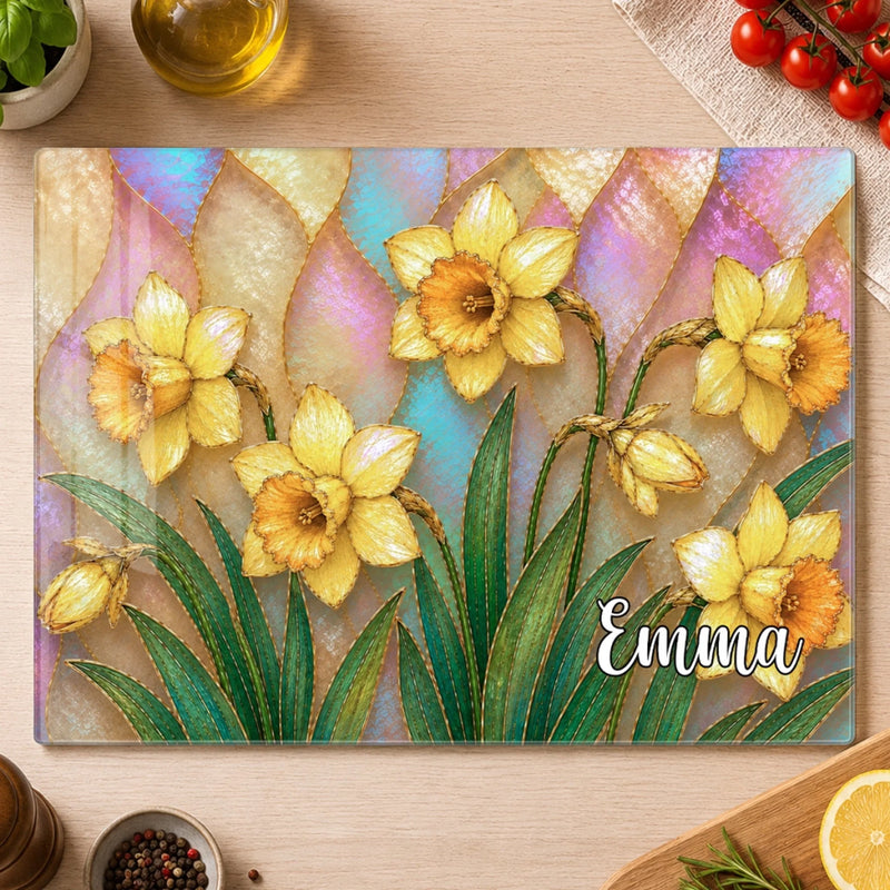 Custom Tempered Glass Cutting Board - Personalized Birthday Gifts For Her, Friends, Sisters, Daughters, Mom, Grandma - Strong Beautiful Unstoppable