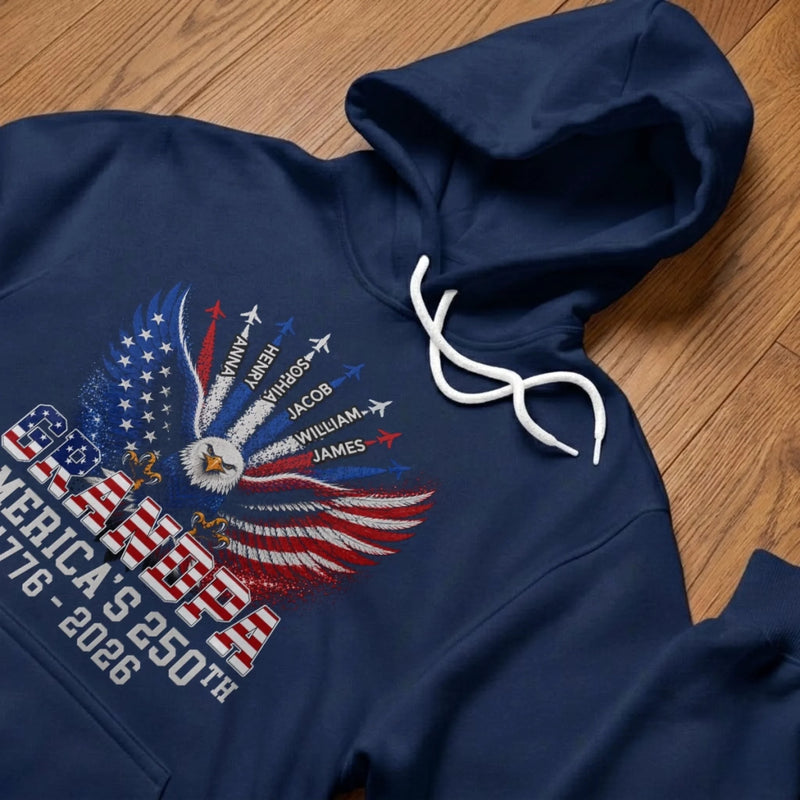 Custom Unisex T-shirt, Premium T-shirt, Hoodie – Personalized America 250th Anniversary Gifts For Dad, Grandpa – Generations Of Freedom