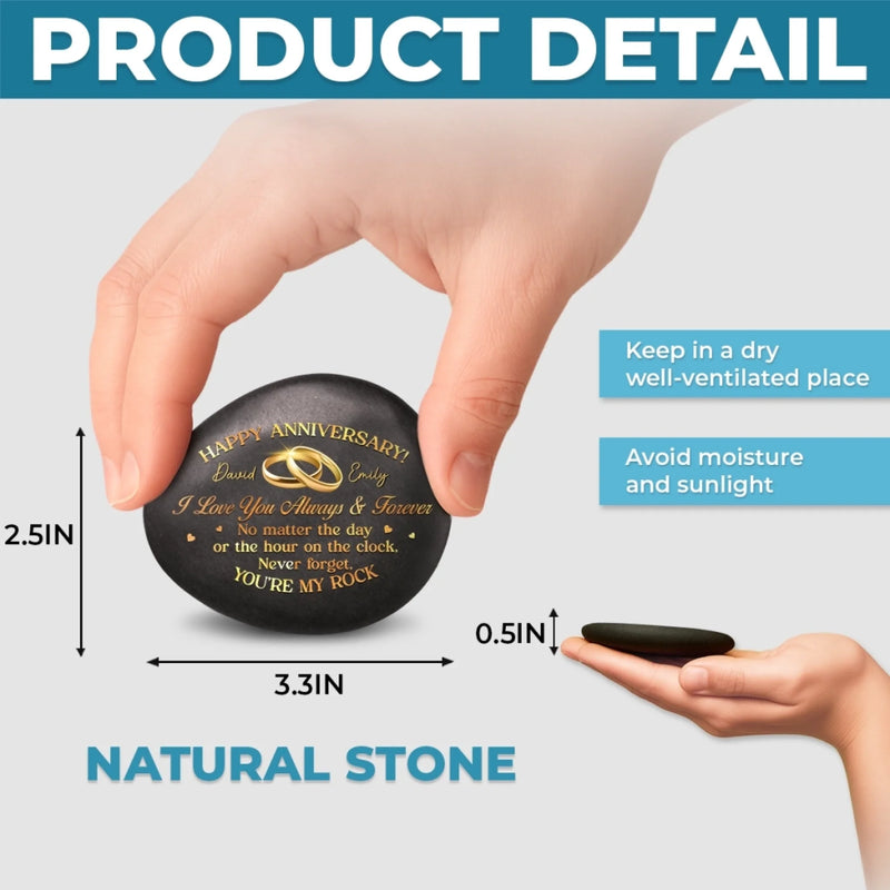 Custom Printed Rock - Personalized Anniversary Wedding Gifts For Husband And Wife, Him And Her - Happy Our Anniversary