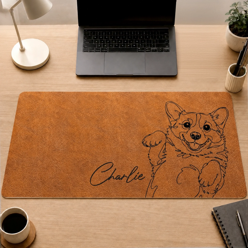 Custom Photo Desk Mat - Personalized Father's Day Birthday Gifts For Dog Cat Lovers, Dog Dad And Mom, Cat Owners - Life Is Better With Pets