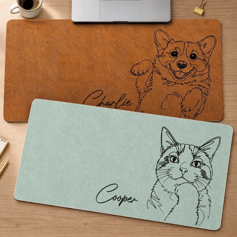 Custom Photo Desk Mat - Personalized Father's Day Birthday Gifts For Dog Cat Lovers, Dog Dad And Mom, Cat Owners - Life Is Better With Pets